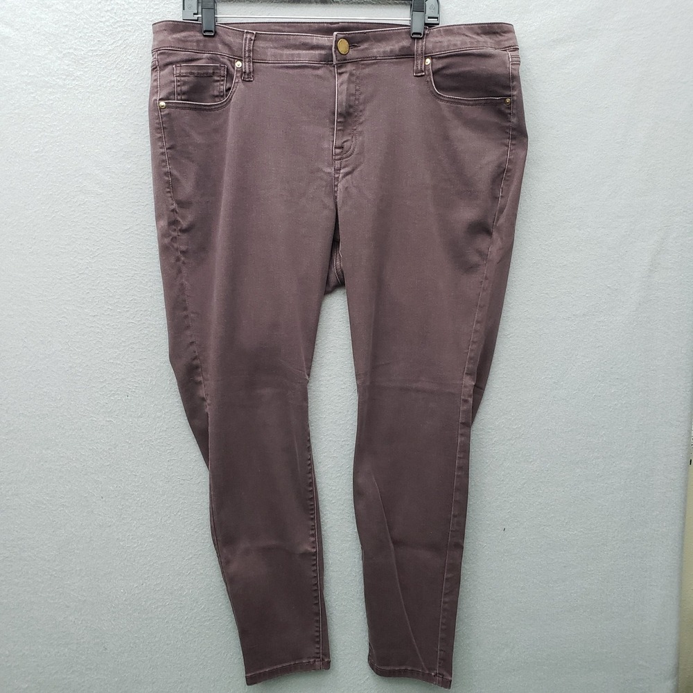Lane Bryant Brown Denim Skinny Jeans Fall Stretchy Academia Office Plus Size 18